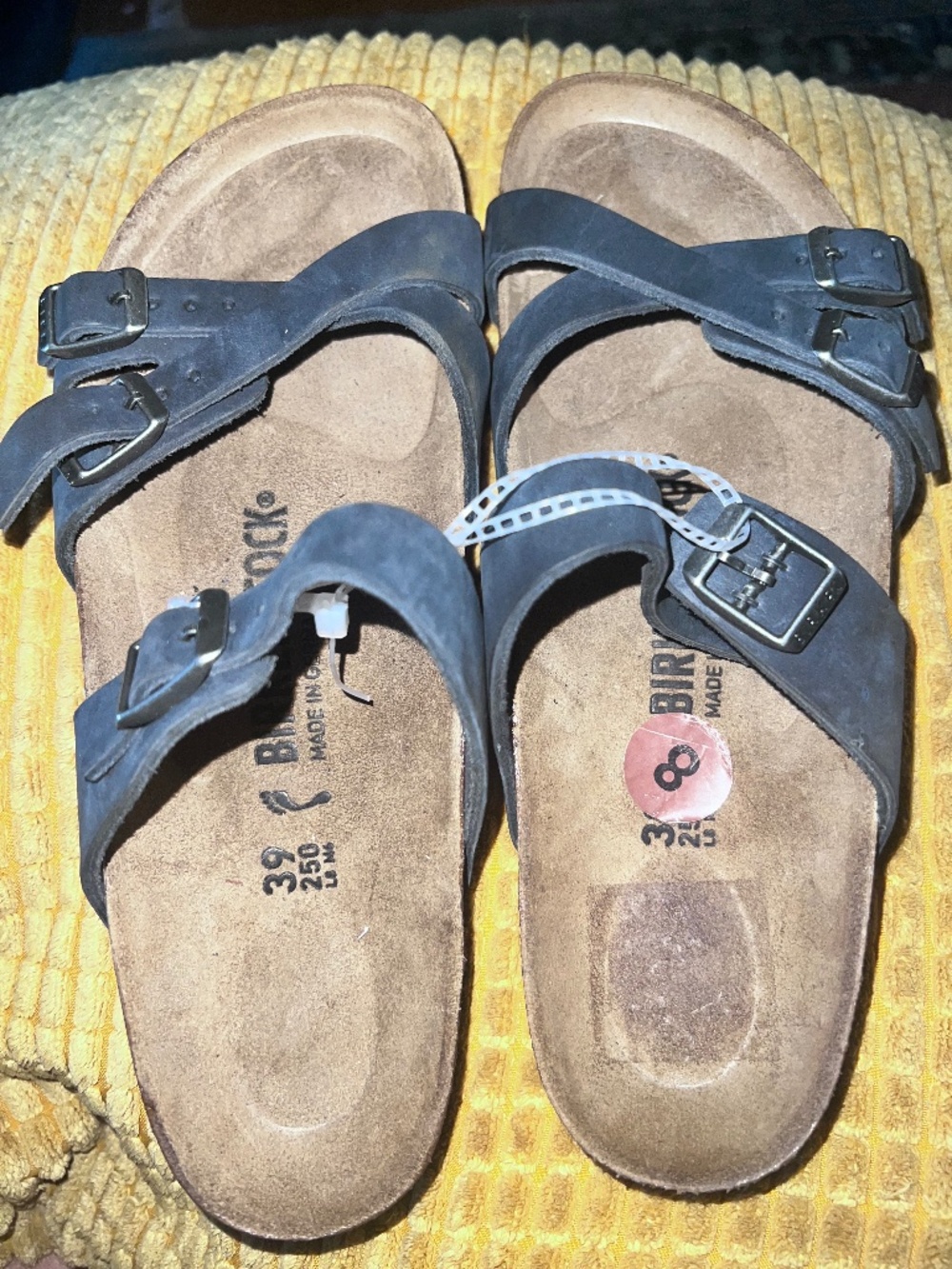 Birkenstock Franca Black Oiled Leather Strappy Sandals Size 39 NWOT